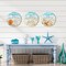 3-Piece Coastal Christmas Wall Decor Set – Beach Wall Art with Sea Turtle, Seahorse, Starfish, Surfboard & Seashells for Bathroom, Bedroom, and Home (Sand Dollar Style)